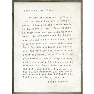 Letter For Sophie (Beautiful Darling) Grey Wood Art Print