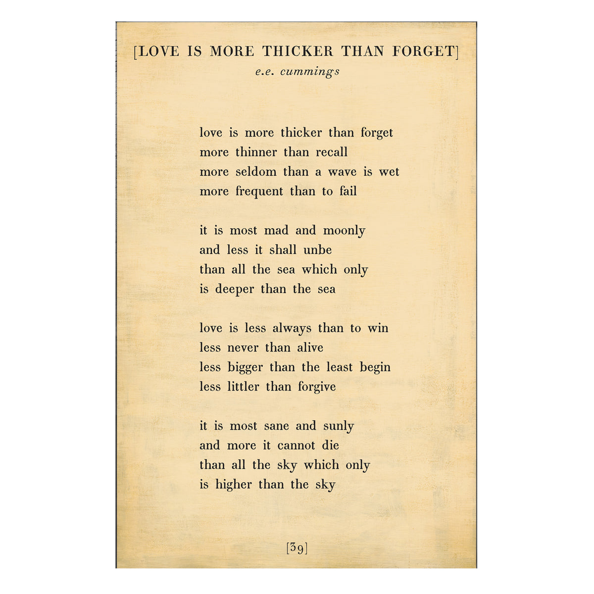 Love is More Thicker Art Print - Poetry Collection