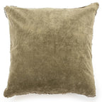 Moss Velvet Pillow With Poms 22x22