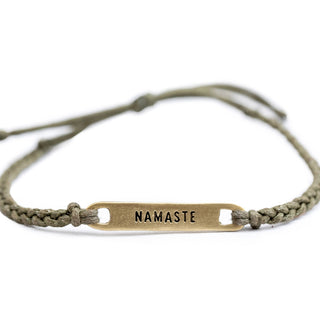 Brass Namaste Braided Bracelet - Green - Adjustable