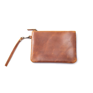 ***Live and Be Happy Sable Distressed Leather Wristlet