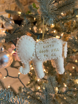 ***Felt Cream Elephant Ornaments - Assorted Set of 12
