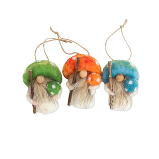 ***Felt Mushroom Gnomes Ornaments - Assorted Set of 6