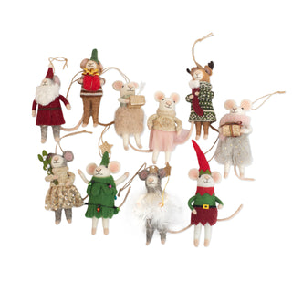 ***Felt Holiday Mice Ornaments - Assorted Set of 10