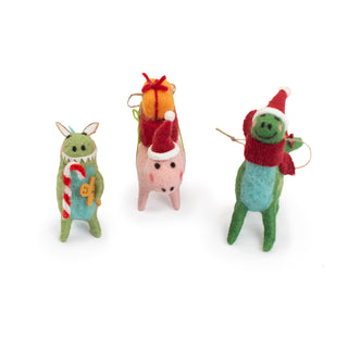 Felt Dinosaur Ornaments - Assorted Set of 6