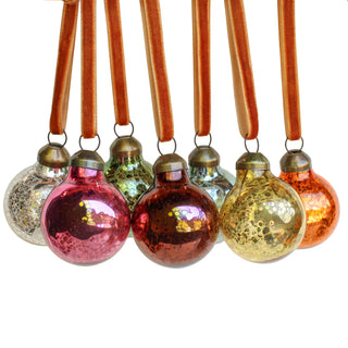 Mini Round Mercury Glass Ornaments - Set of 24