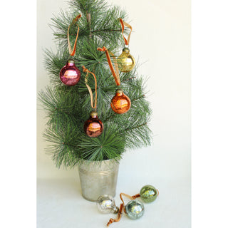 Mini Round Mercury Glass Ornaments - Set of 24