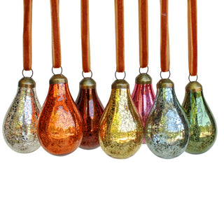 Mini Tear Drop Mercury Glass Ornaments- Set of 24