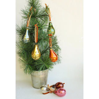 Mini Tear Drop Mercury Glass Ornaments- Set of 24
