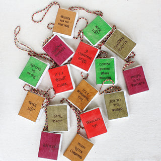 Little Book Holiday Ornaments with Cotton Hanger - Set of 64