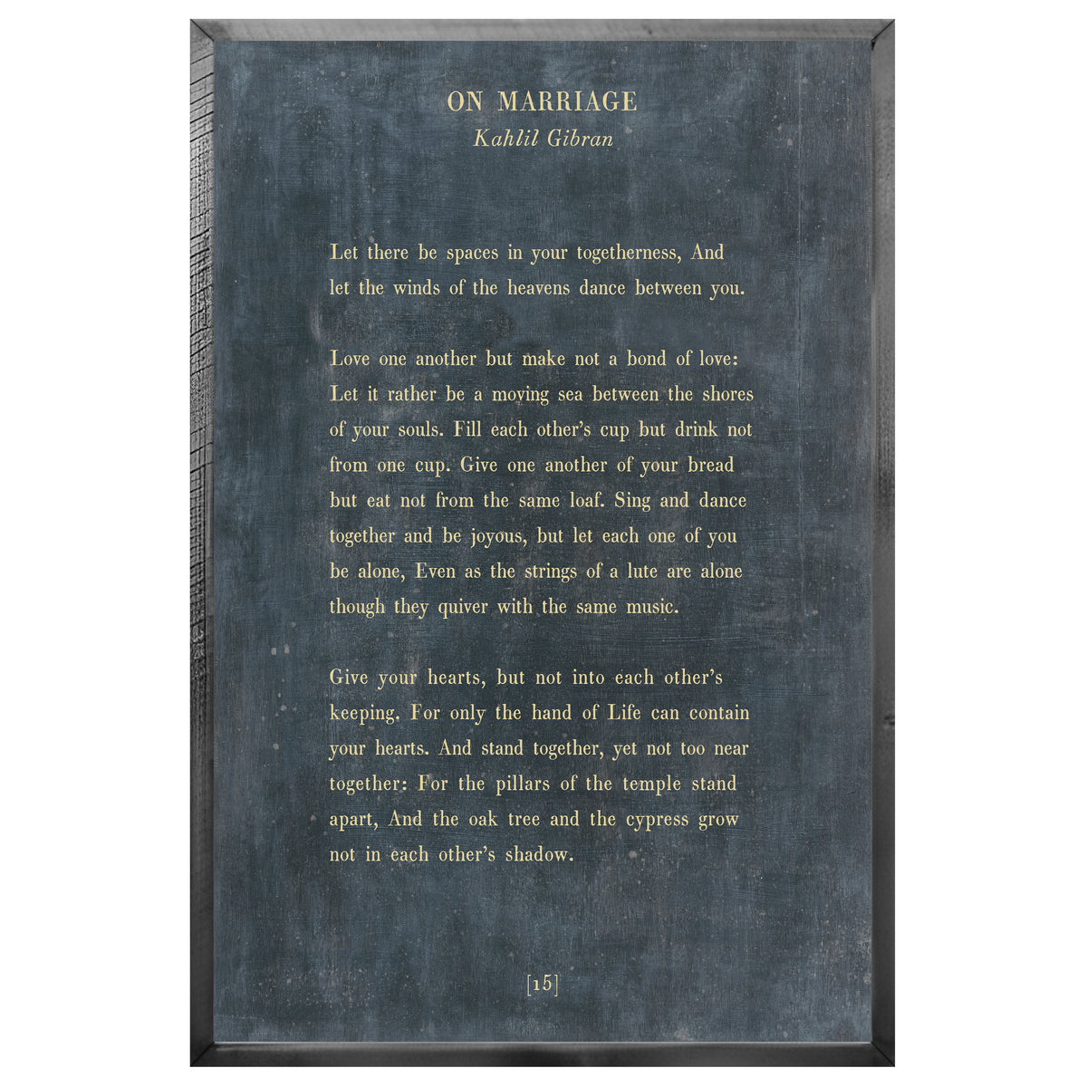 On Marriage Art Print - Grey Wood
