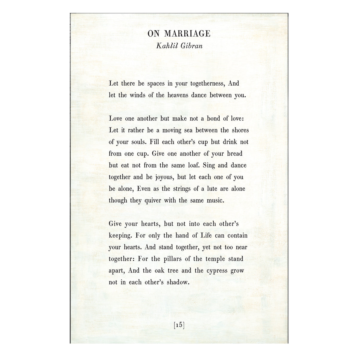 On Marriage Art Print - Poetry Collection
