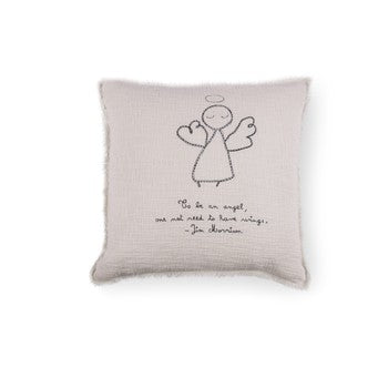To Be An Angel Embroidered Pillow 24x24 - Beige