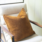 Fawn Velvet Pillow with Poms 22x22
