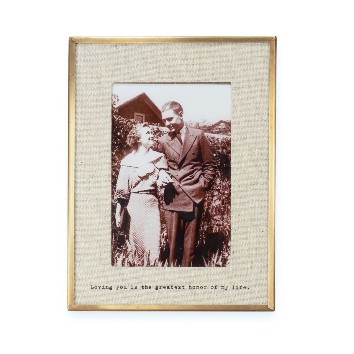 Loving You Brass Linen Frame 7.5x8.5