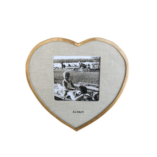 "Always" Brass Linen Frame 3"x3" Heart