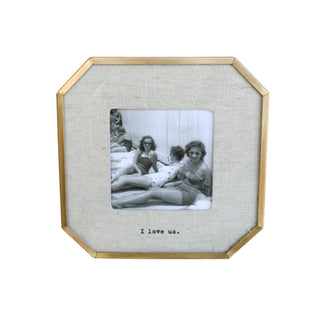 "I love Us." Brass Linen Frame 3"x3" Octagon