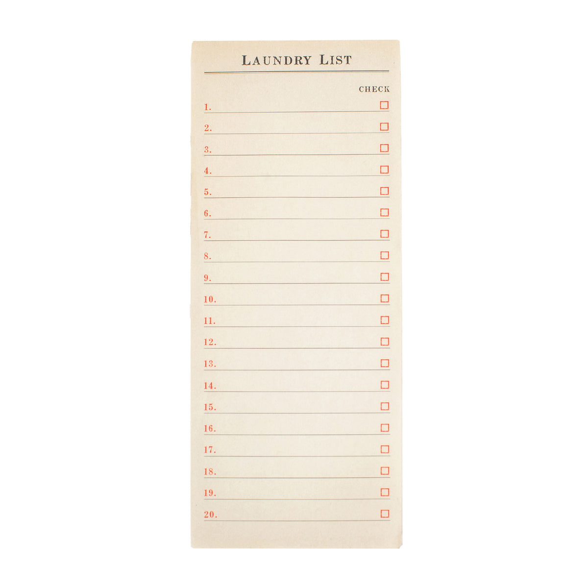 laundry list skinny notepad