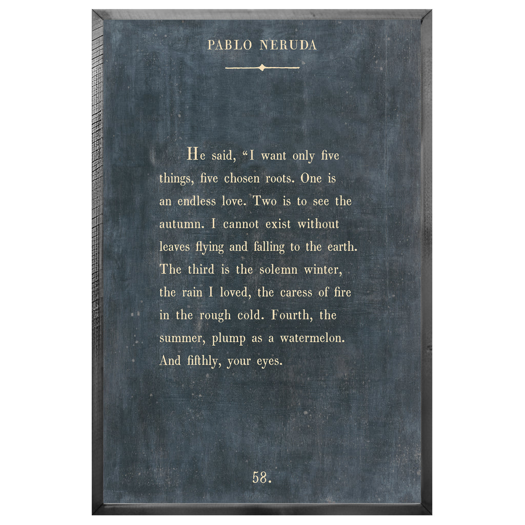 Pablo Neruda Art Print - Grey Wood