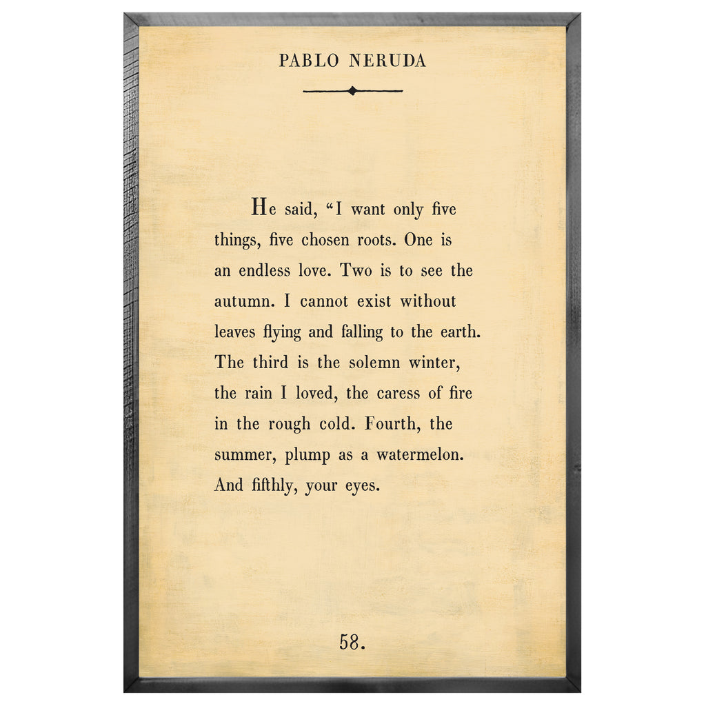 Pablo Neruda Art Print - Grey Wood