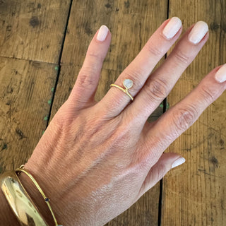 Rainbow Moonstone Adjustable Dangle Ring