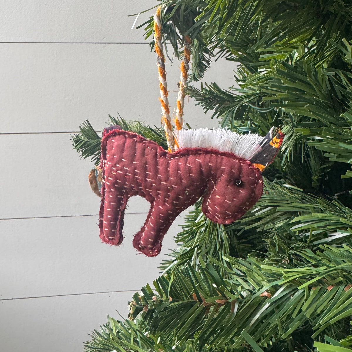 Kantha Donkey Ornament- Set of 6