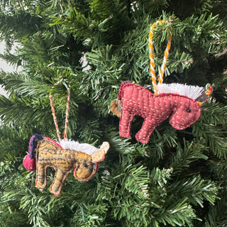 Kantha Donkey Ornament- Set of 6