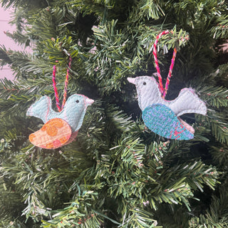 Kantha Bird Ornament- Set of 6