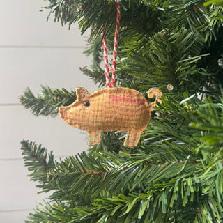 Kantha Pig Ornament- Set of 6