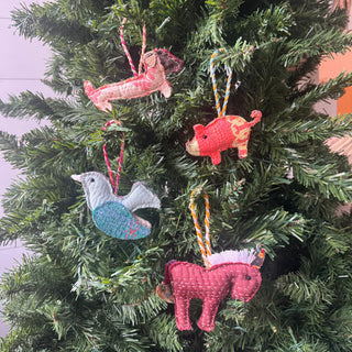 Kantha Bird Ornament- Set of 6