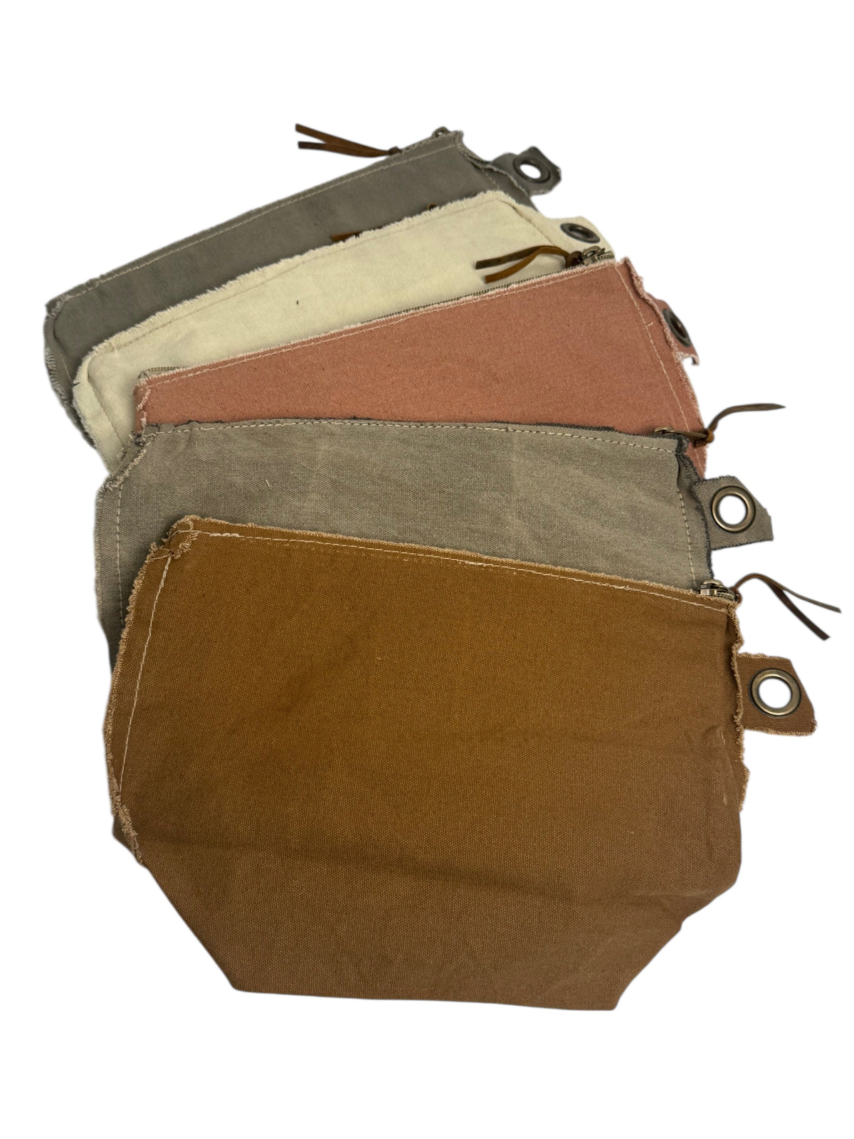 Washed Canvas Zip Bag - Assorted Set of 10