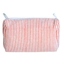 Coral Striped Quilted Zipper Bag- Large