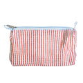 Coral Striped Quilted Zipper Bag- Medium