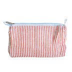 Coral Striped Quilted Zipper Bag- Medium