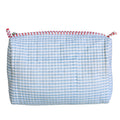 Blue Striped Quilted Zipper Bag- Large