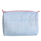 Blue Striped Quilted Zipper Bag- Large
