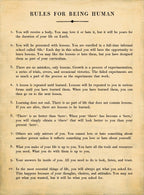 Rules For Being Human Art Print - Gallery Wrap