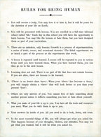 Rules For Being Human Art Print - Gallery Wrap