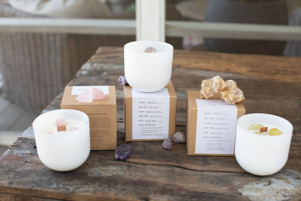 Rose Quartz Crystal Candle - 11oz