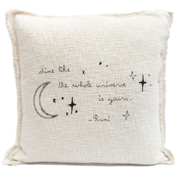 Shine Embroidered Pillow 24x24 - Beige