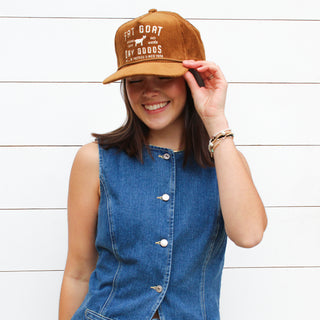 "Fat Goat" Corduroy Trucker Hat- Brown