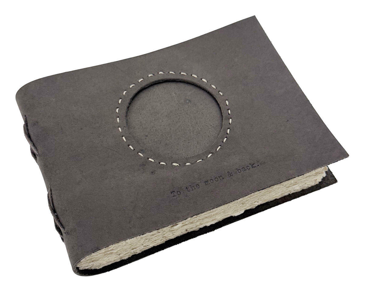 To The Moon And Back Leather Photo Keeper 6x8 - Slate