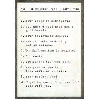 Top 10 Reasons I Love You (Grey Wood) - Custom Art Print