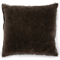Truffle Velvet Pillow with Poms 22x22