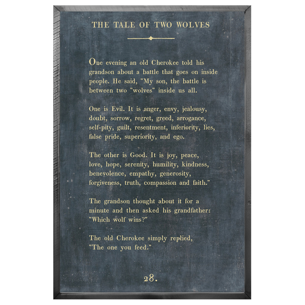 The Tale of Two Wolves Art Print - Grey Wood