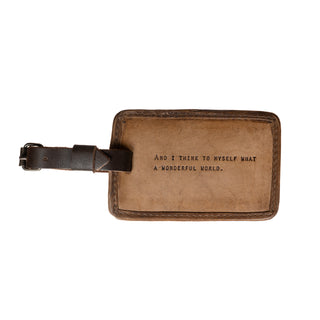 ***Wonderful World Leather Luggage Tag 5" x 3"