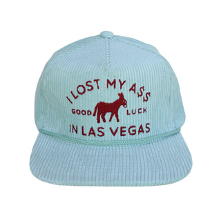 "I Lost My A$$" Corduroy Trucker Hat- Ice Blue