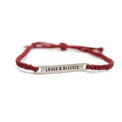 ***Silver Loved & Blessed Braided Bracelet - Adjustable