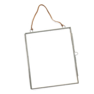 8"x10" Vertical Hanging Glass and Metal Picture Frame with Suede