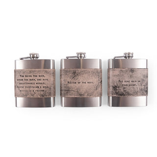 ***2nd Edition Grey Leather Quote Flasks - Assorted Set of 12